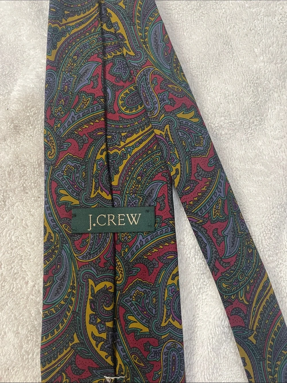 J. Crew Navy Paisley Tie with Red & Gold Motif